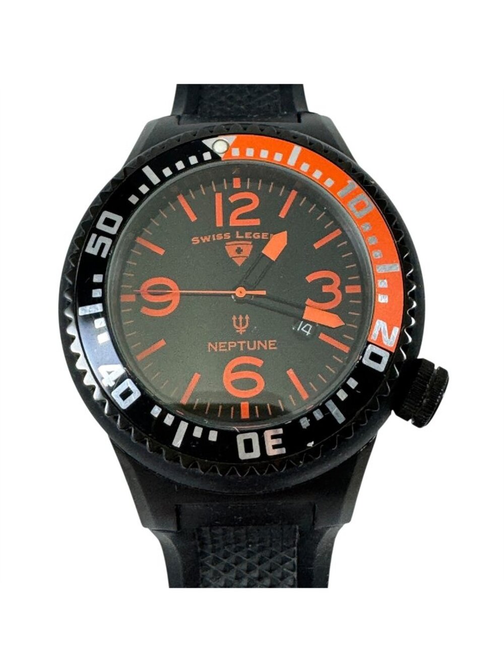 Swiss Legend Neptune Mens Watch Diver Quartz Stainless Steel 53mm